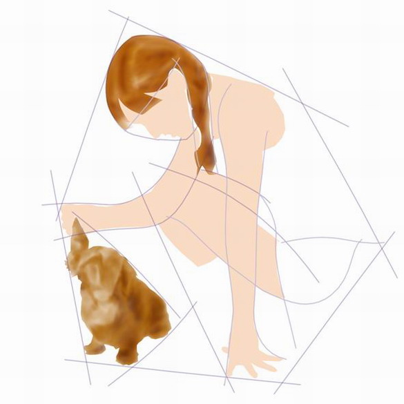 phtotshop手绘少女与小狗